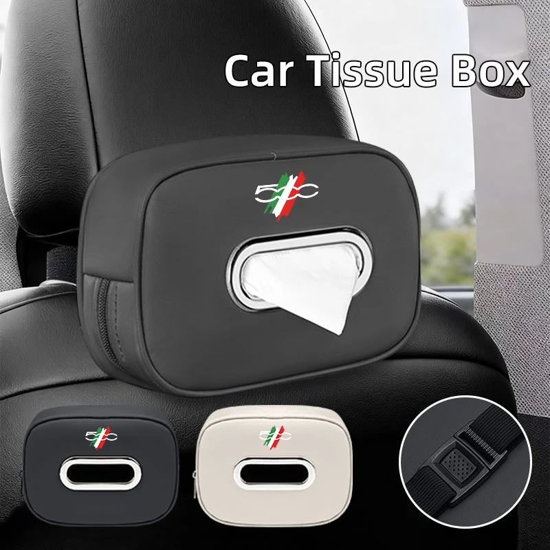 Caja de pañuelos para coche, caja de almacenamiento de servilletas de cuero PU, caja de pañuelos para reposabrazos, accesorios para coche para FIAT 500 Grande Punto Tipo Stilo UNO Astra B