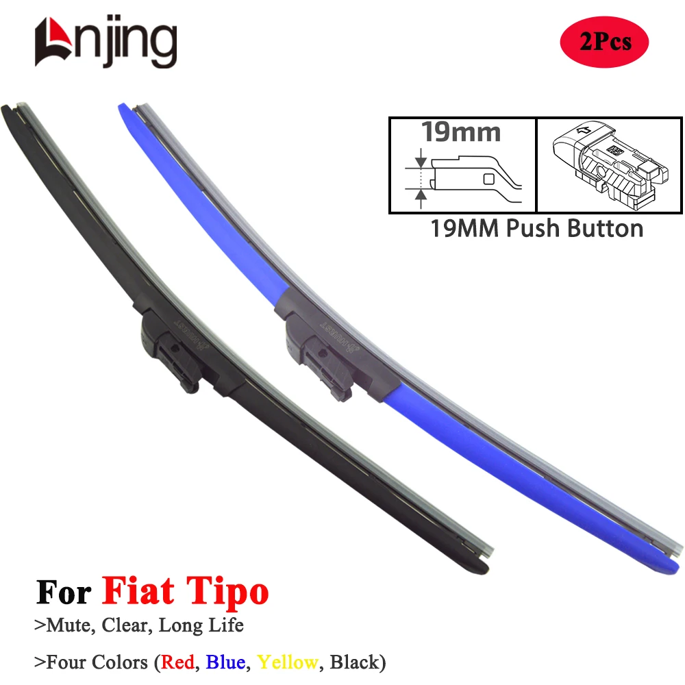 

LNJING Colorful Wiper Blades For Fiat Tipo Navigation 356 2016 2018 2019 2020 2023 2024 2025 Car Accessories Blue Hybrid Wipers