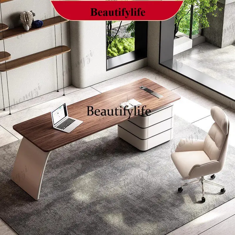 

YL Creative Solid Wood Office Desks Modern Designer Premium Bedroom Study Computer Desk Minimalist Gaming Office Furniture