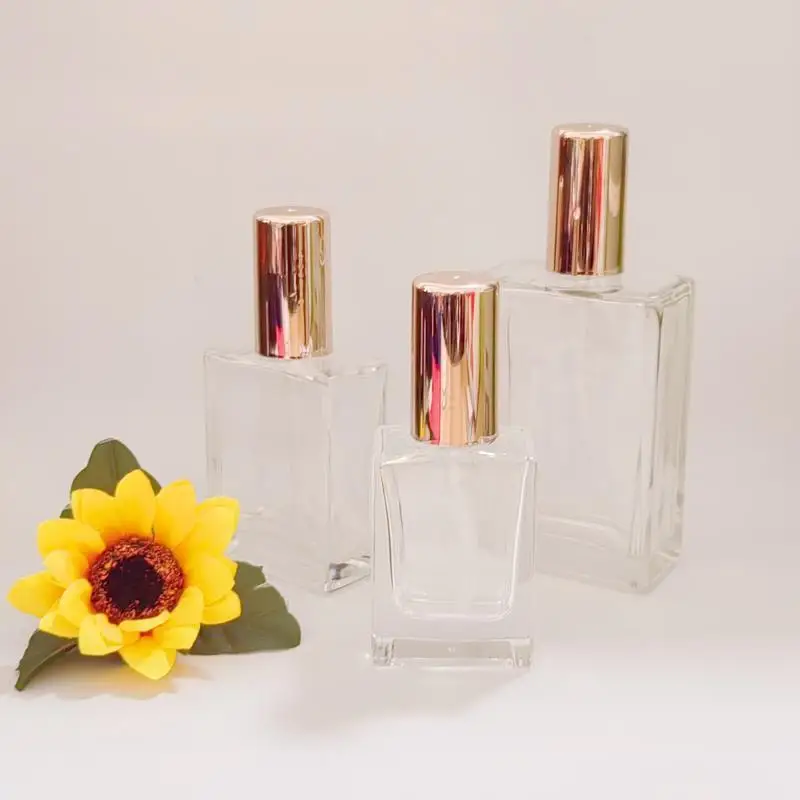 Spot New Flat Shoulder Flat Square Tawny Glass Bottle 30ml 50ml 100ml Fine Oil Bottle Dropper Bottle Essential oil Bottle