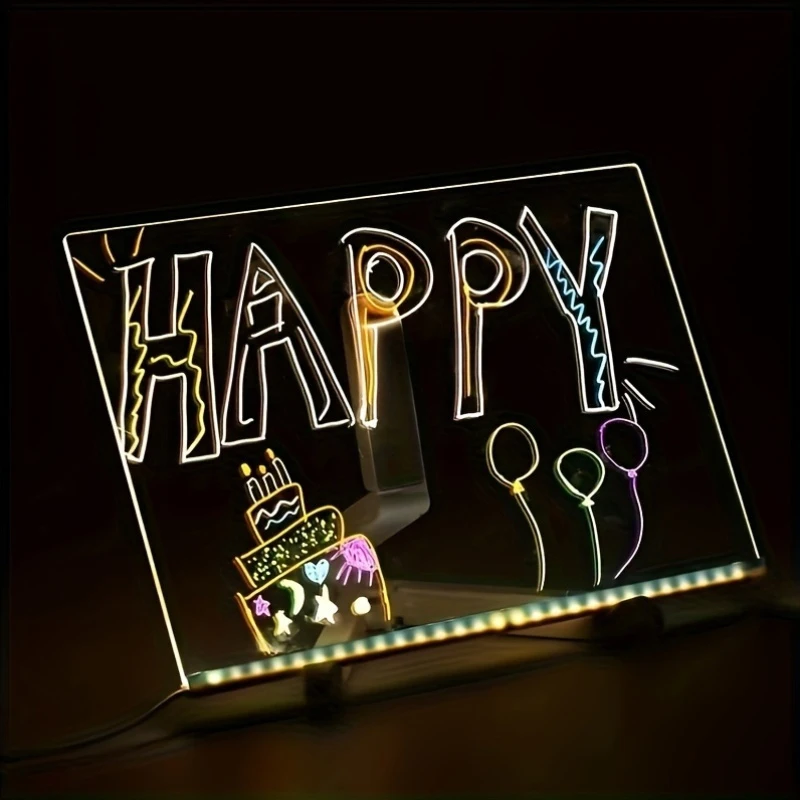 Erasable DIY Children's Drawing Board, Luminous Handmade Toy, Writing Board, Blackboard, Christmas Decoration With 7 Colored Pen