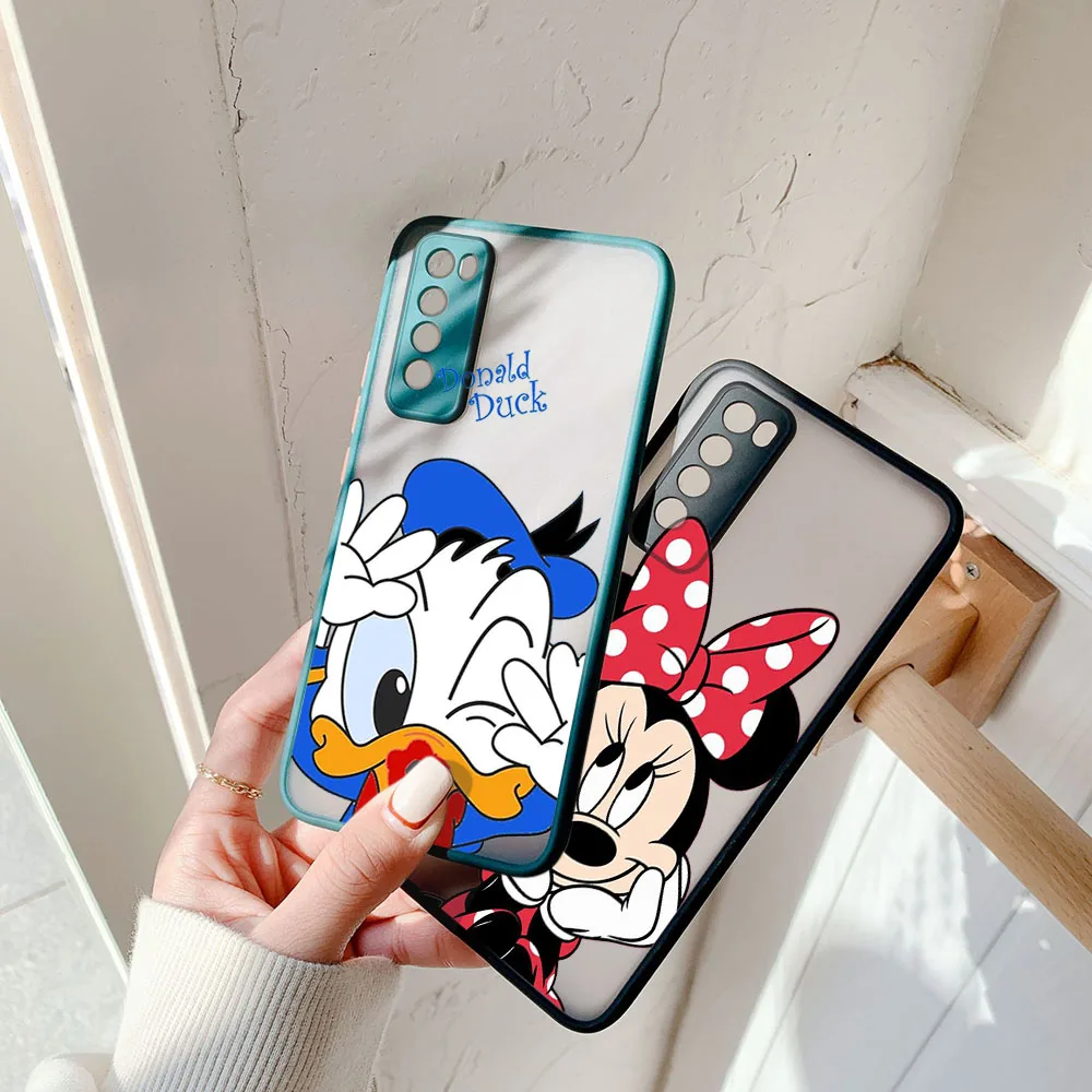 Skin Feel Translucent Phone Case For Samsung S22 A73 A72 A71 A54 S24 S23 S21 S20 Note20 10 Winnie the Pooh Mickey Frosted Cover