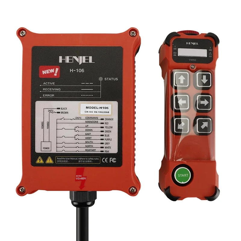 H106 Industrial Radio Remote Control 6 Button Single Hydraulic Controller, Waterproof Crane Electric Hoist Remote Control