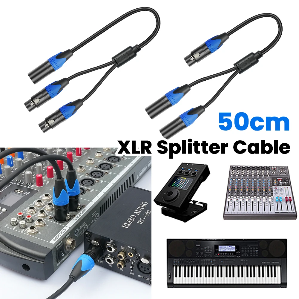 5-1 Stück 1 XLR-Stecker auf 2 XLR-Buchsen XLR-Y-Splitterkabel Mikrofon-Splitterkabel für Verstärker Mikrofon Mischpult XLR-Splitterkabel