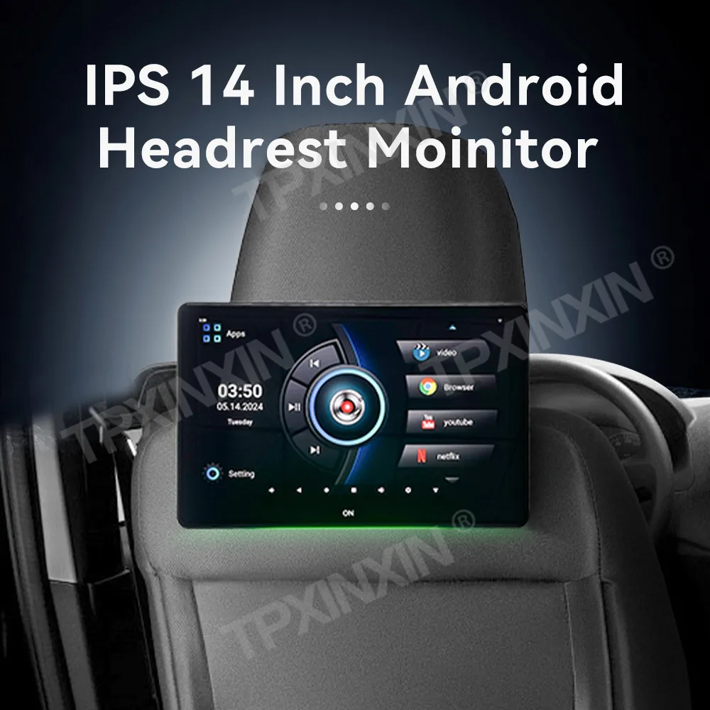 14.4 inch Android Car Headrest Monitor TV Player display Touch Screen BT Bluetooth Audio Video Player FHD 1080P