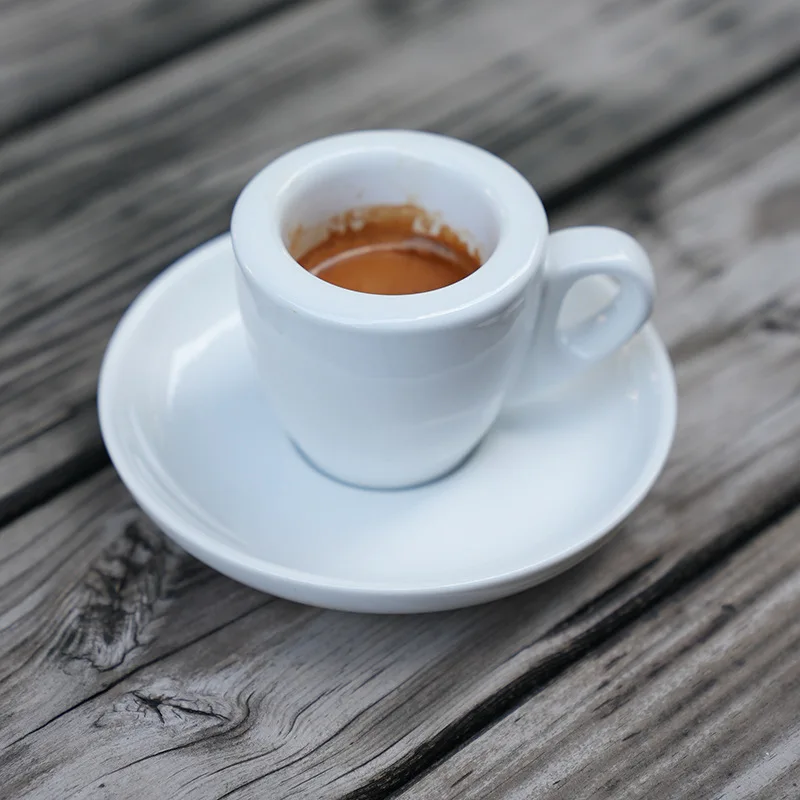 60ml Ceramic Coffee Cup Set, 9mm Thick Wall Demitasse for Espresso & Drip, with Saucer