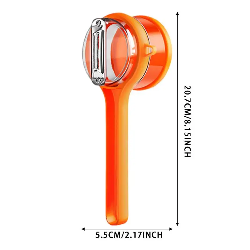 เครื่องปอกพร้อมกล่องเก็บเครื่องตัดสแตนเลสสองด้านเครื่องปอกมันฝรั่ง Gadget ครัว Orange Peeler Peeling เครื่องมือสําหรับแครอท