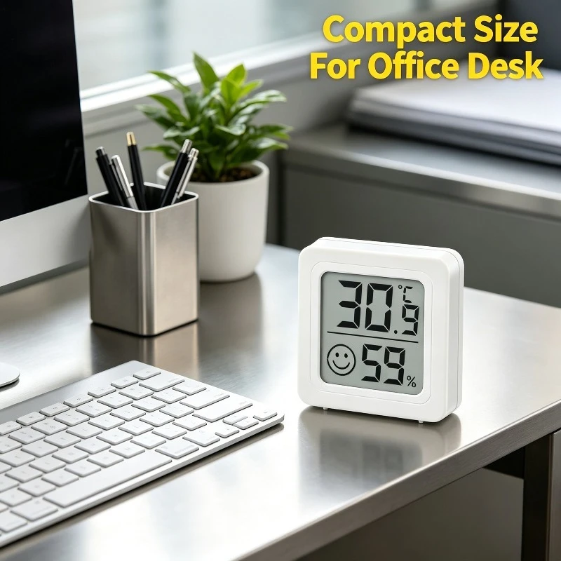 Indoor Electronic Temp Humidity Meter Clear LCD Screen, Compact Digital Weather Station Sensor for Accurate Indoor Temperature