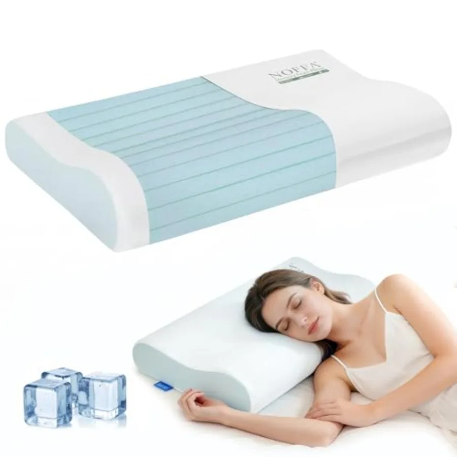 

Cervical Neck Pillow for Neck Pain Relief, Neck Support Pillows for Sleeping, Contour Memory Foam Pillow with Cooling Pillowcas