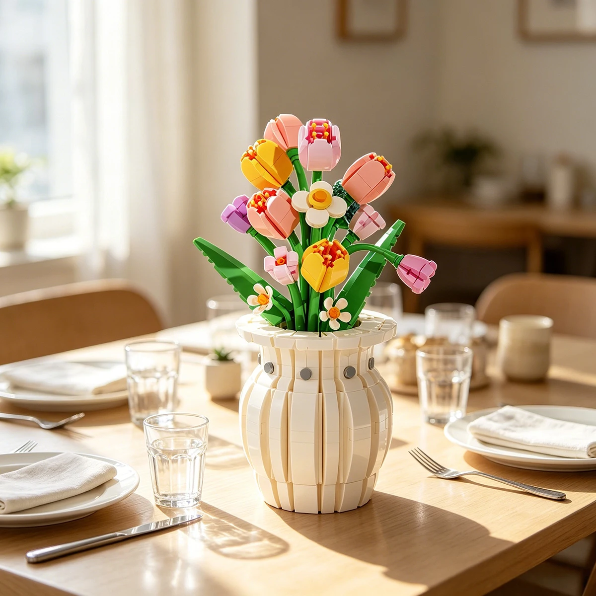 Violette Topfpflanzen-Bausteine-Set Mini-Blumen-Bausteine DIY Lernspielzeug Kreative Schreibtisch-Dekoration Geschenk für Frauen