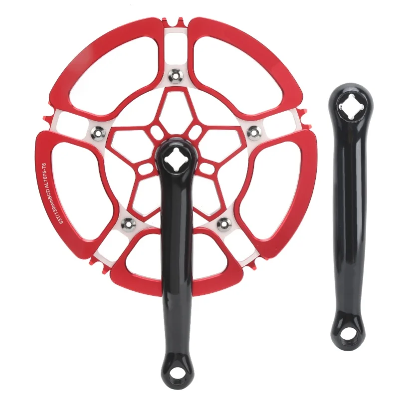 

170mm Bike Crankset Aluminium Alloy 53T Single Speed Crank Arm Chainwheel AccessoryRed