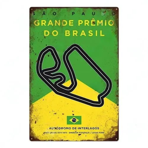 Autodromo De Interlagos Circuit São Paulo Grand Prix 1973 Tin Metal Sign Art