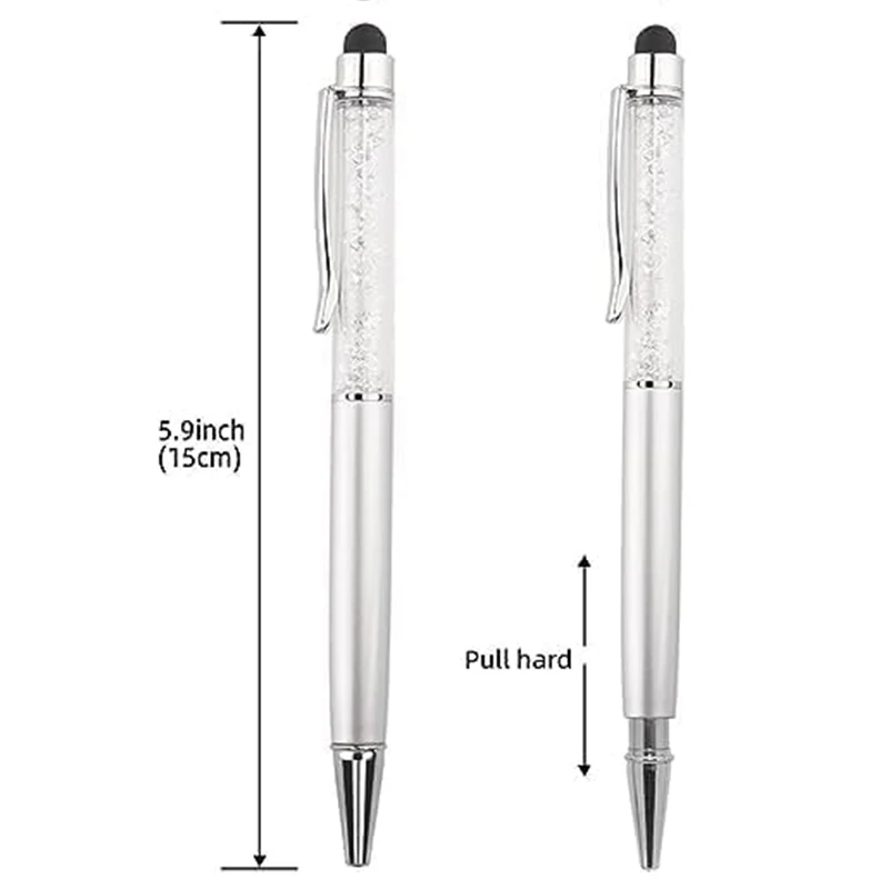 Penne a sfera da 30 pezzi Penna con diamante in cristallo Stilo touch screen capacitivo con punte in gomma per iPhone iPad