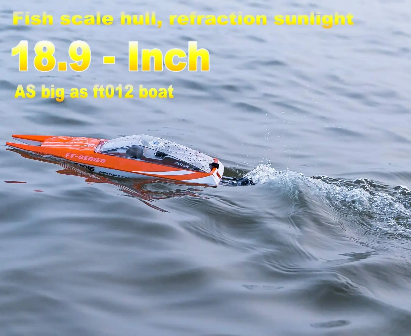 

FT016 RC boat 18.9 Inch RC Racing High Speed ​​30 km/h Automatic Water Cooling System for Lake Pool Hobby Boys Adults (Col