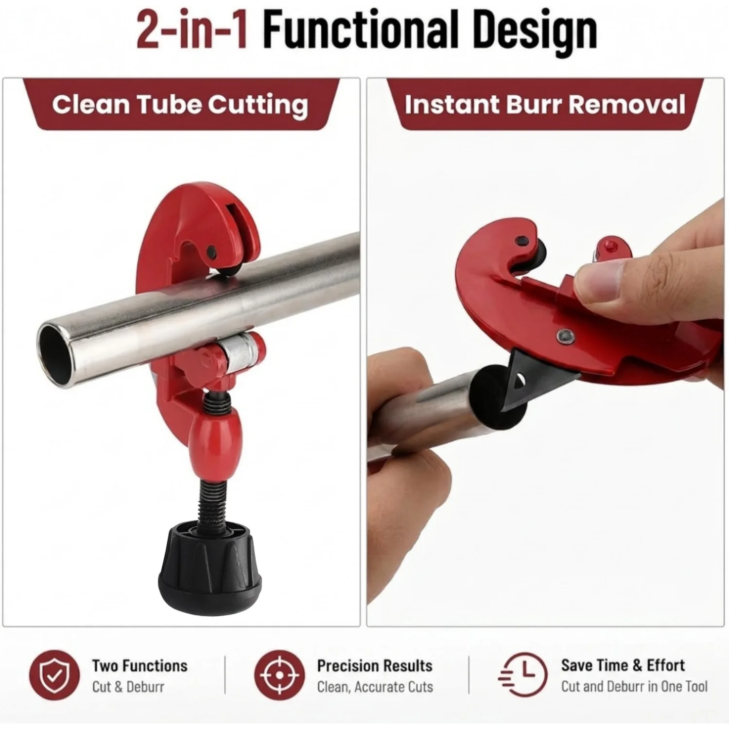 3-30mm Rohrschneider mit Doppelrollenführung und integriertem Entgratwerkzeug für PVC, Kunststoff, Kupfer, Aluminium, Stahl (1/8'' bis 1-1/8'') – Detail 4