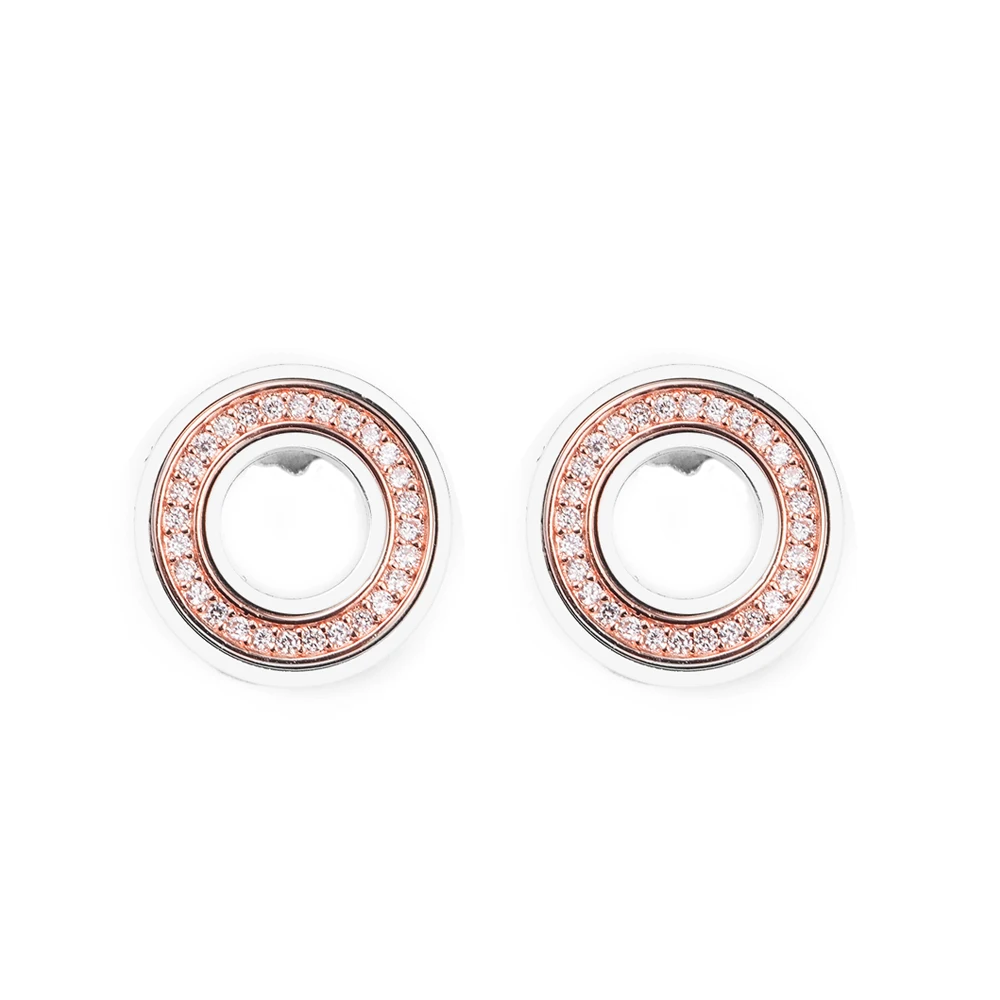 2023 Signature Two tone Logo & Pave Stud Earrings For Women 925 Sterling Silver Earrings Fine Jewelry Silver 925 Earring