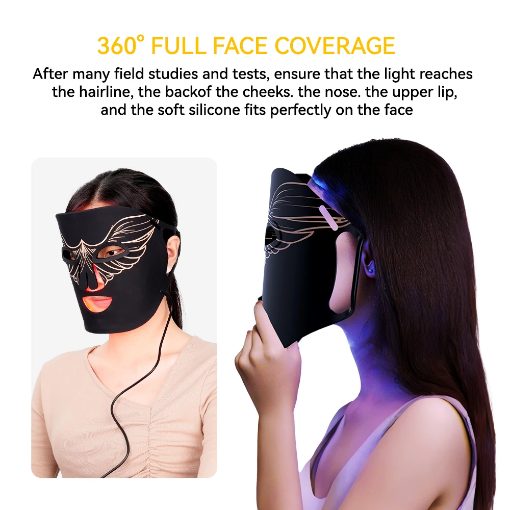 Lescolton New Red Led Light Therapy Infrared Flexible Soft Mask Silicone 4 Color Led Therapy Anti Aging Advanced Photon Mask