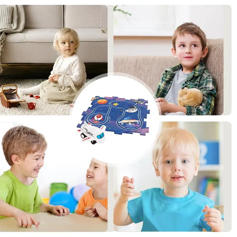 Puzzle Track Car Play Set Puzzle Track Car Playset Educational Railcar Floor Puzzle Toy Puzzle Track Car Playset For Kids