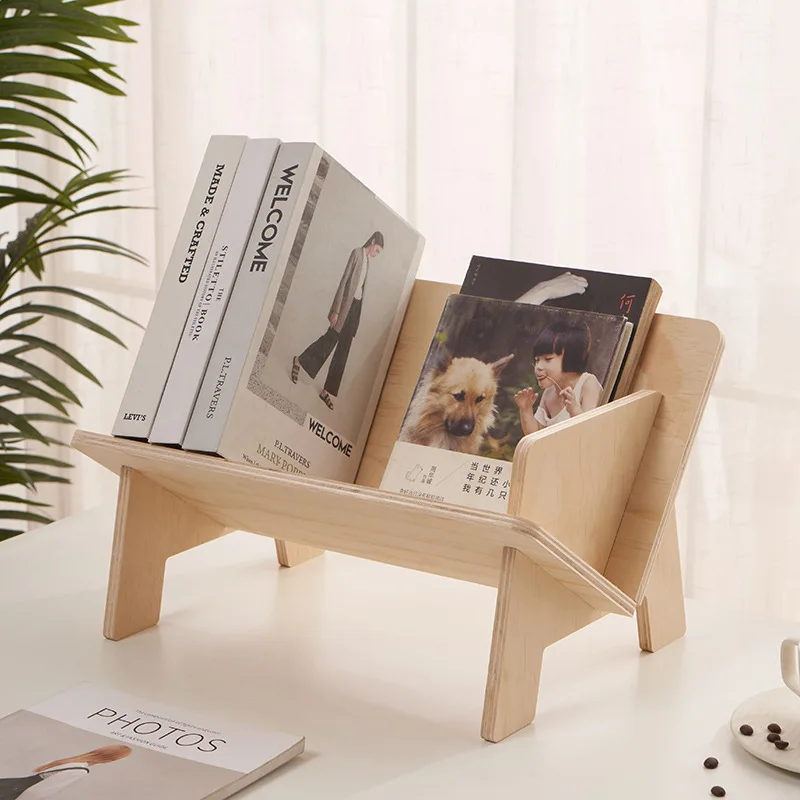 Desk storage rack Wood bookshelf