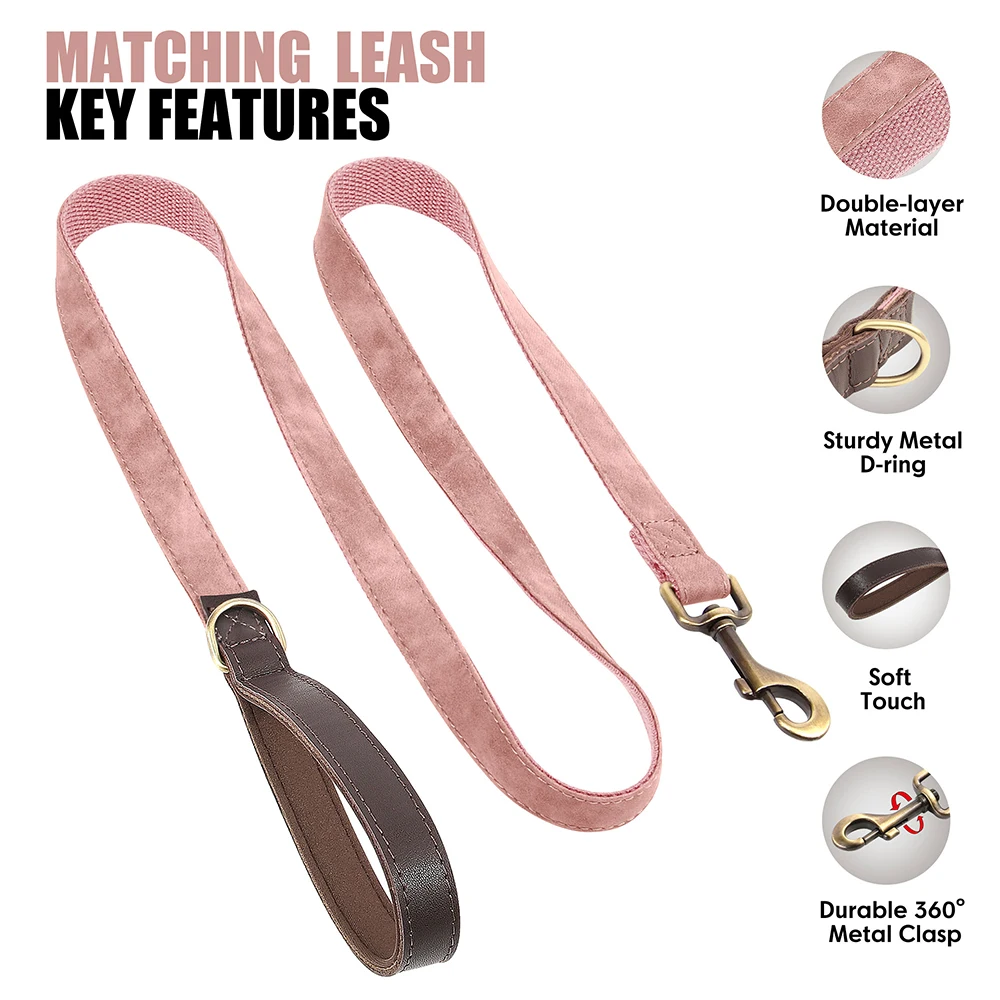 Personalisiertes Hundehalsband mit Leine aus PU-Leder, inklusive Laufleine, kostenlose individuelle Haustier-ID-Halskette für kleine und große Hunde, Mops – Detail 22