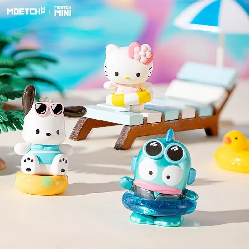 18pcs New Sanrio Swimming Moment Series Blind Bags Toys Cute Pochacco Hangyodon Kuromi Room Ornament Mysterious Box Kids Toys