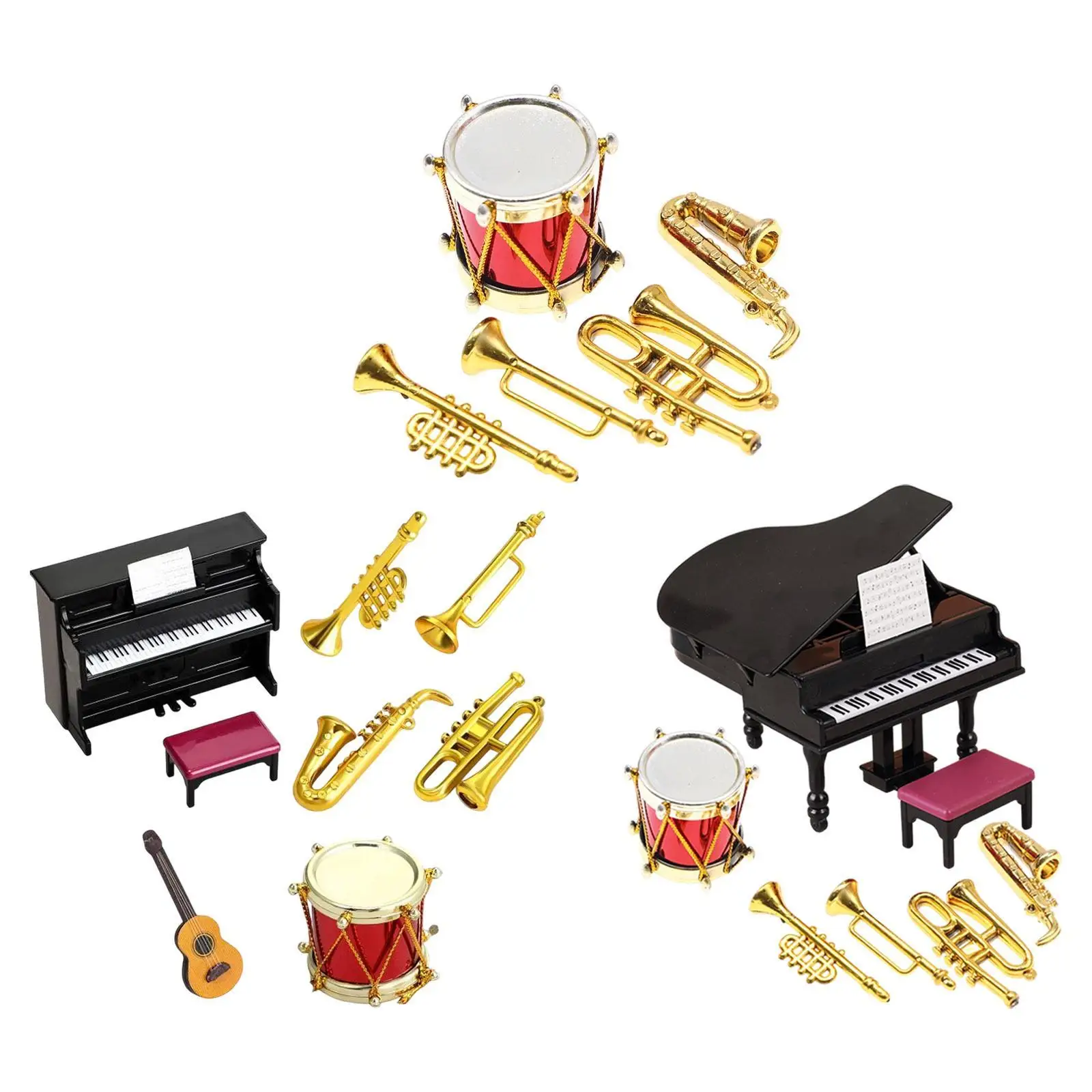 Conjunto de instrumentos para casa de bonecas escala 1:12, decoração de casa de bonecas, móveis em miniatura para sala de estar, banheiro, jardim, varanda, quarto