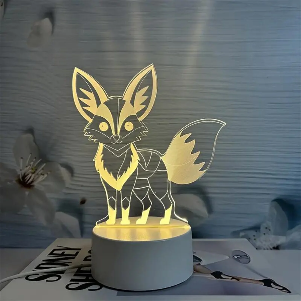 1pc Fox 3D Night Light, 3D Optical Illusion Lamp With Touch, 7-Color Changing Ambient Light For Bedroom