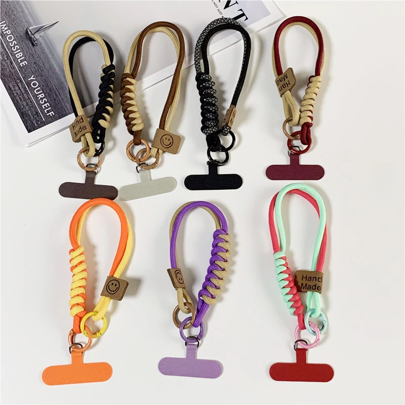 Double Ring Buckle Woven Phone Case Hanging Rope Universal Collision Color Short Handheld Lanyard Cellphone Anti-lost Wristband