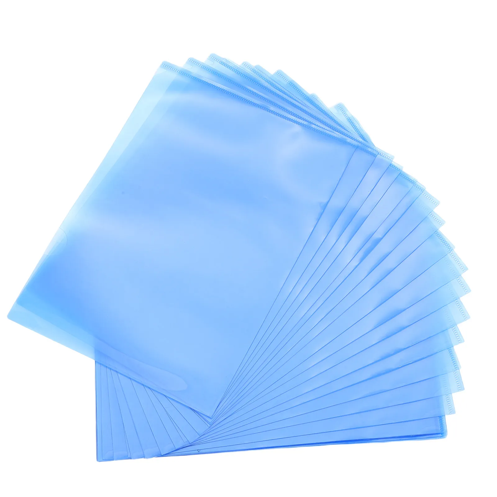 

30Pcs A4 L Shape Plastic File Jacket Sleeve Blue Document Folder Organizer for Important Paper Protection Project Pockets