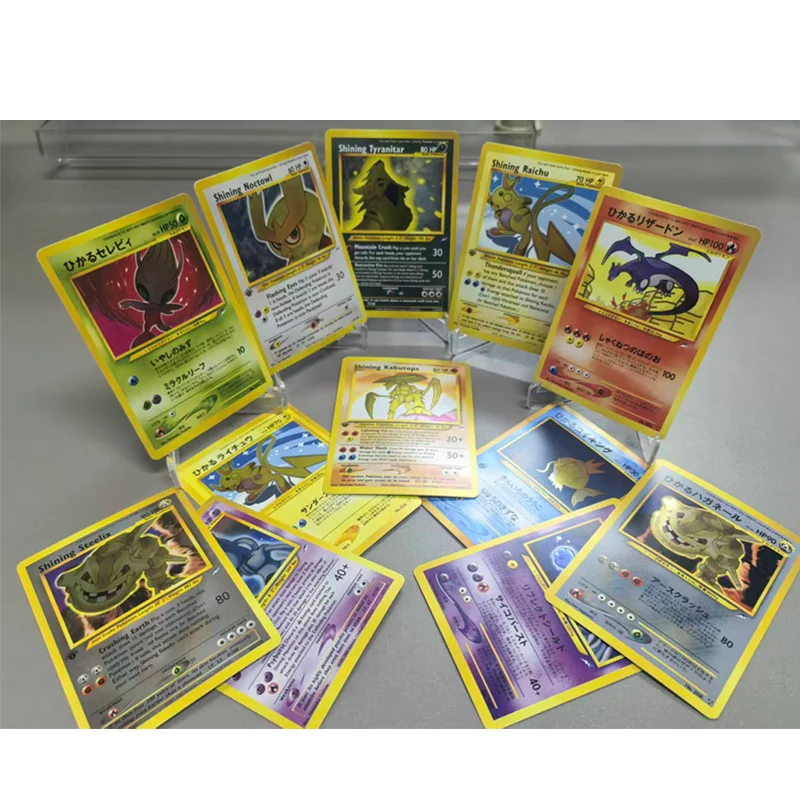 Diy Pkm Ptcg Cards Old Version Japanese English Neo Darkness Shining Charizard Mewtwo Tyranitar Magikarp Collection Game Card