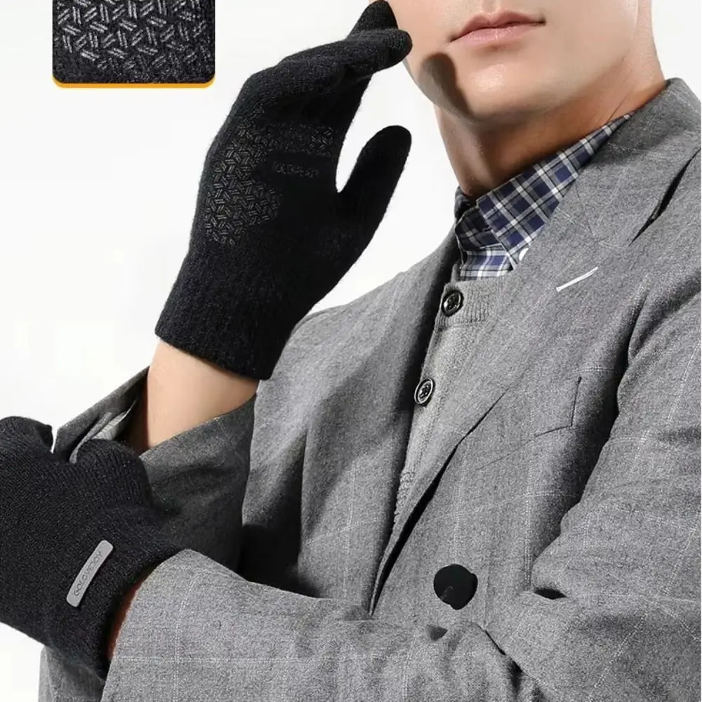 Durable Arctic Velvet Knitted Gloves Knitted Thicken Winter Mittens Anti Pilling Warm Gloves