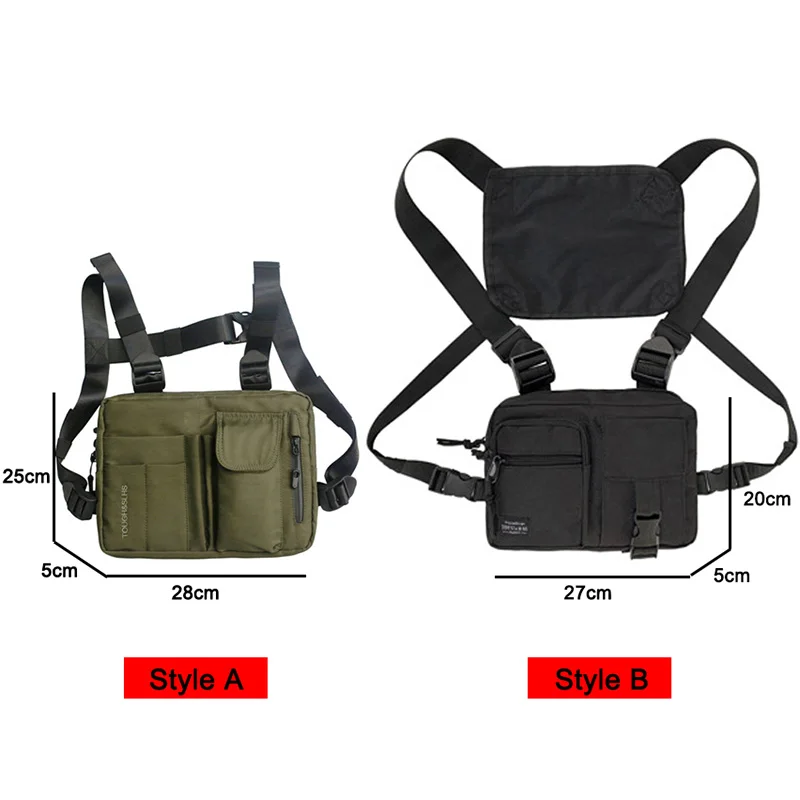 Men Sports Vest Bags Hip-hop Unisex Tactical Streetwear Nylon Chest Flap  Motorcycle Pack Cycling Sling Rig Bags X241C