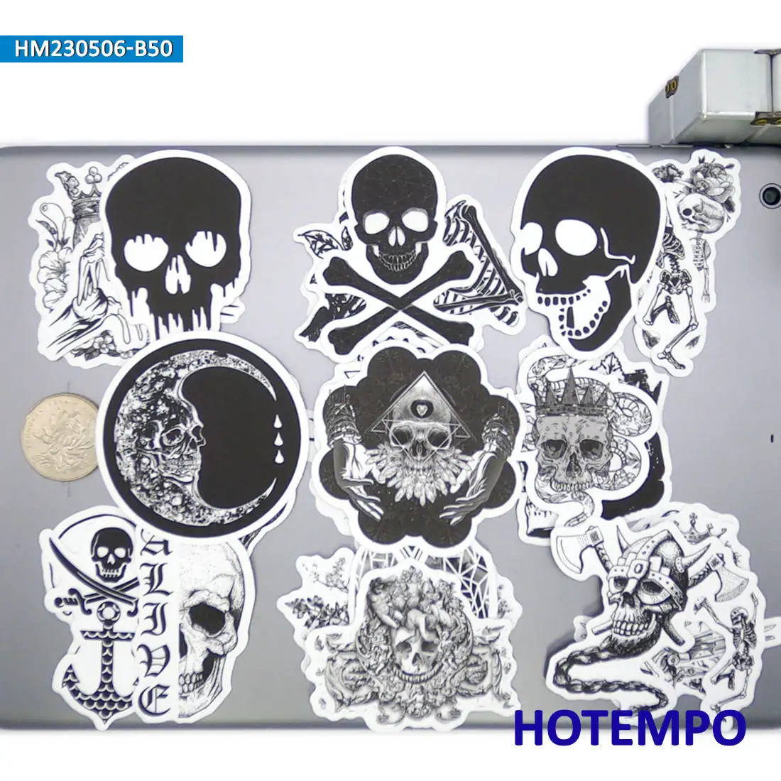 20/30/50Pieces Skeleton Style Decals Funny Demon Ghost Retro Skull Stickers for Motorcycle Car Bike Luggage Phone Laptop Sticker