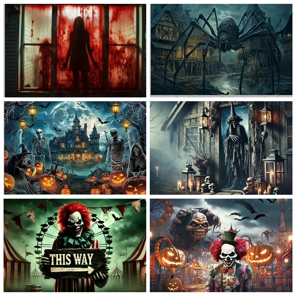 

Halloween Photography Backdrop Rustic Haunted Castle Spooky Pumpkin Jack O Lantern Gothic Baby Portrait Photoshoot Background