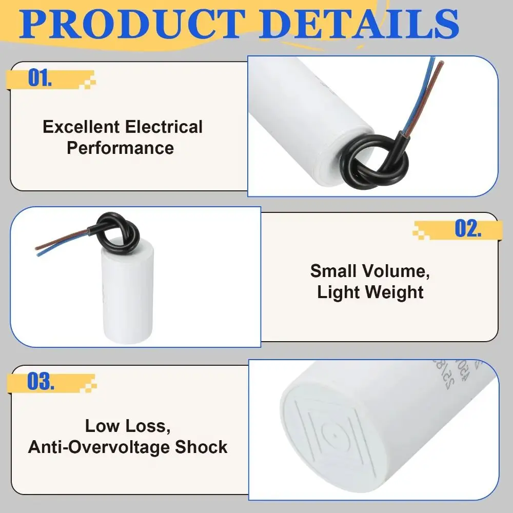 Reliable 450V CBB60 Capacitor 50/60Hz 3UF-100UF Motor Run Capacitor Round Water Pump Capacitor