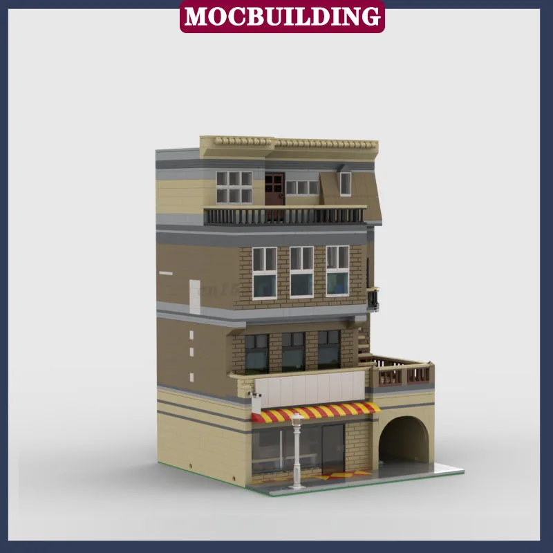 MOC City Architecture Street View Modular Takeaway And Apartments Model Building Block Assembly Collection Series Toy Gifts