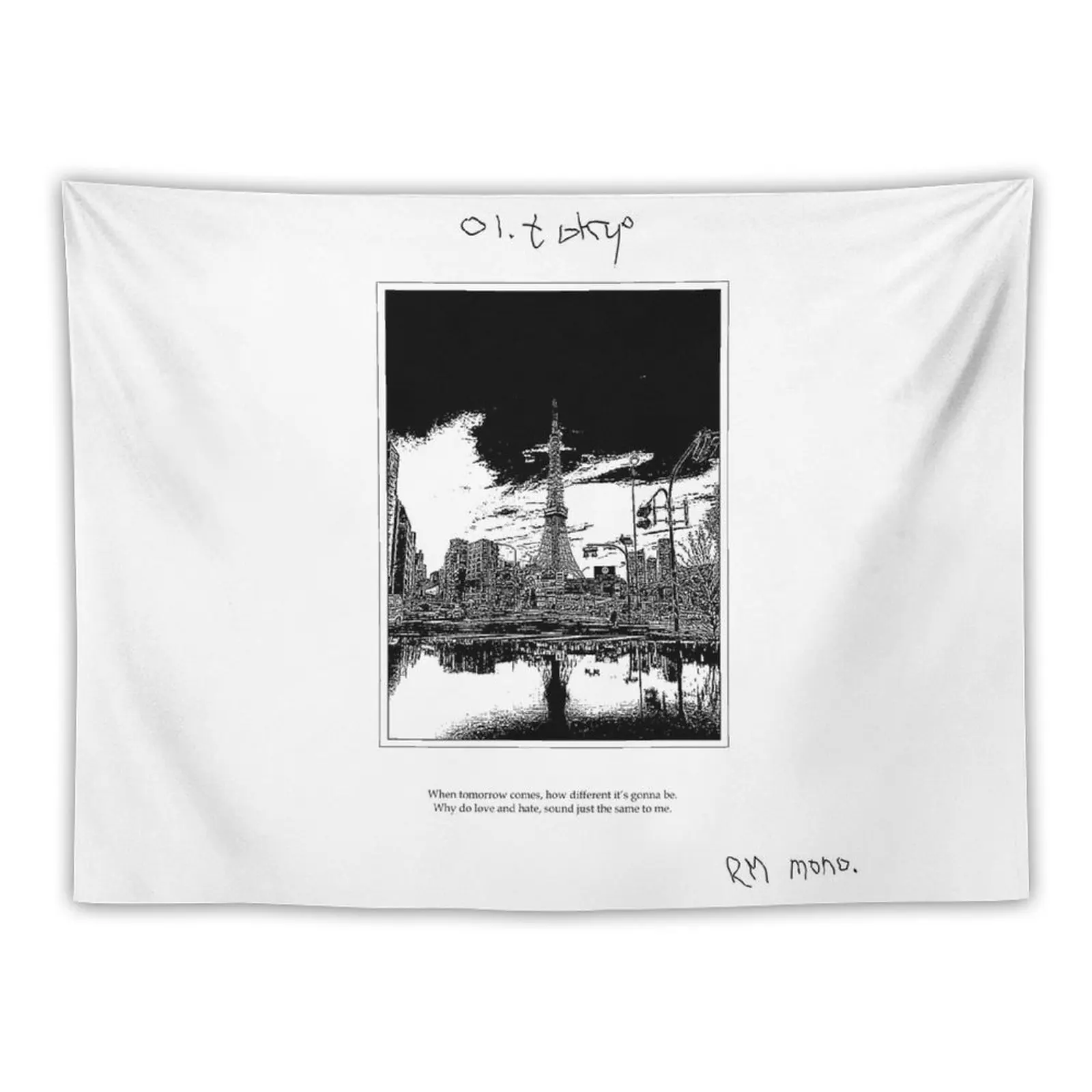 

New RM Mono - Tokyo (Black) Tapestry Cute Tapestry Wall Hanging Decor