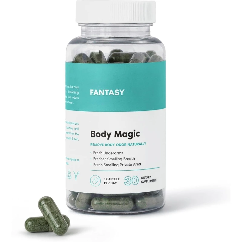 

Body Magic Chlorophyll Capsules Vegan Capsules for Detox Digestion Gut Health, Skin Support, Oily Skin - Natural Energy Booster