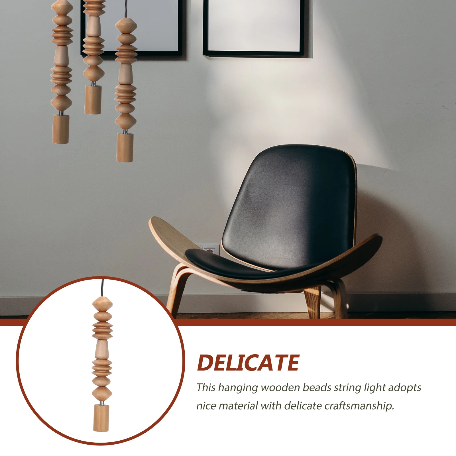 

Lighting Supply Cafe Lamp Pendant Ceiling Wooden Beads Decor Drop Retro Creative Chandelier