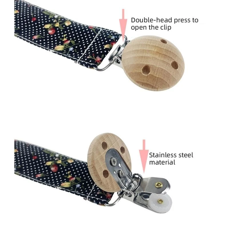 J15U Del Bambino Ciuccio Catena Clip Cura Massaggiagengive Succhietto Titolare Catena Cotone Clip Legno FAI DA TE