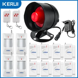 KERUI Security Alarm System Kit 110dB Loud Indoor/Outdoor Weatherproof Siren Horn Wireless DIY Door Sensor Burglar Alert Alarm