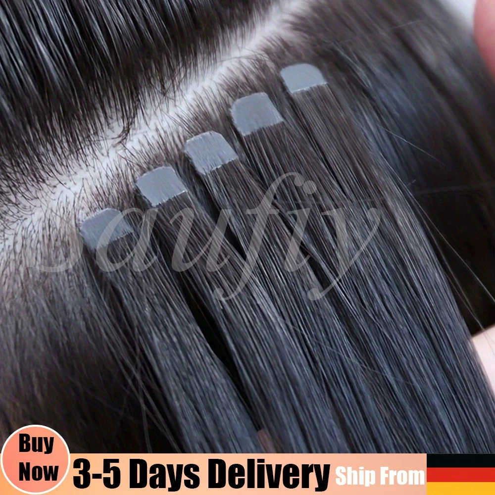 Gerade Mini-Tape-in Echthaar-Extensions, doppelseitig, unsichtbar, nahtlos, 10 Stück/Packung, natürlich glatt, Schwarz, Braun, Blond, Tape-in Haarverlängerungen 12-20 Zoll, Balayage Blond Braun Haar