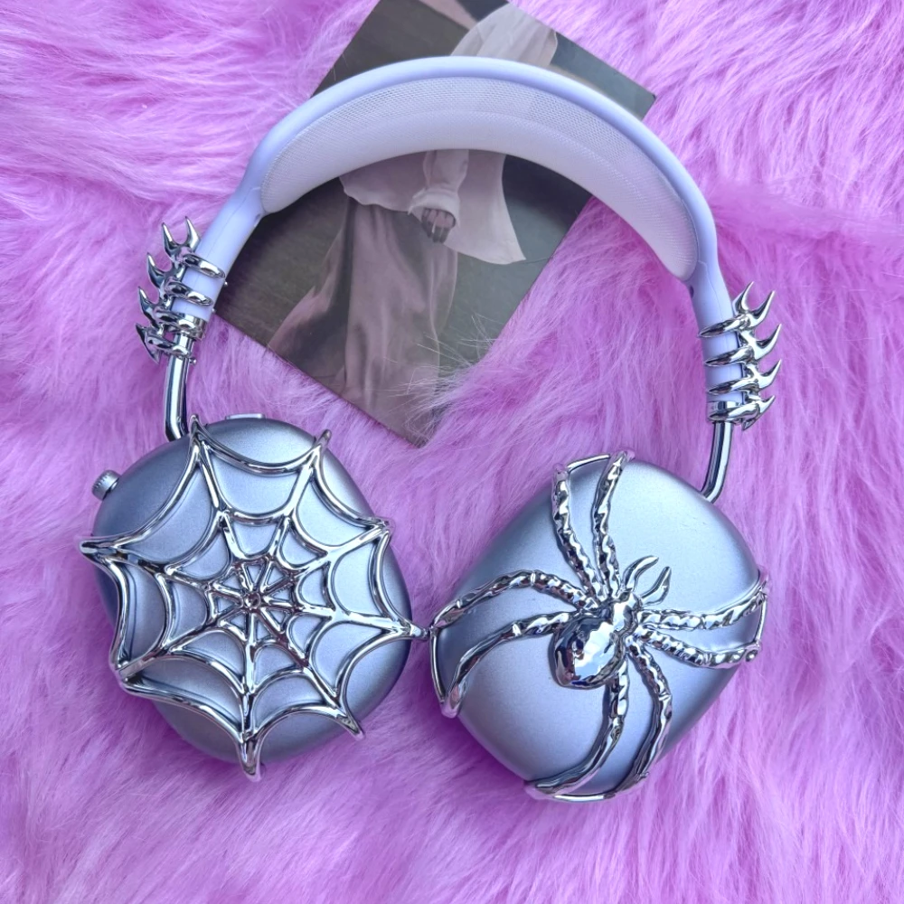 

Airpods Max Headphone Case Cover Y2k Custom Silver Spider Earphone Case Accessory Airpods Max Replica Headband Cover Decoration