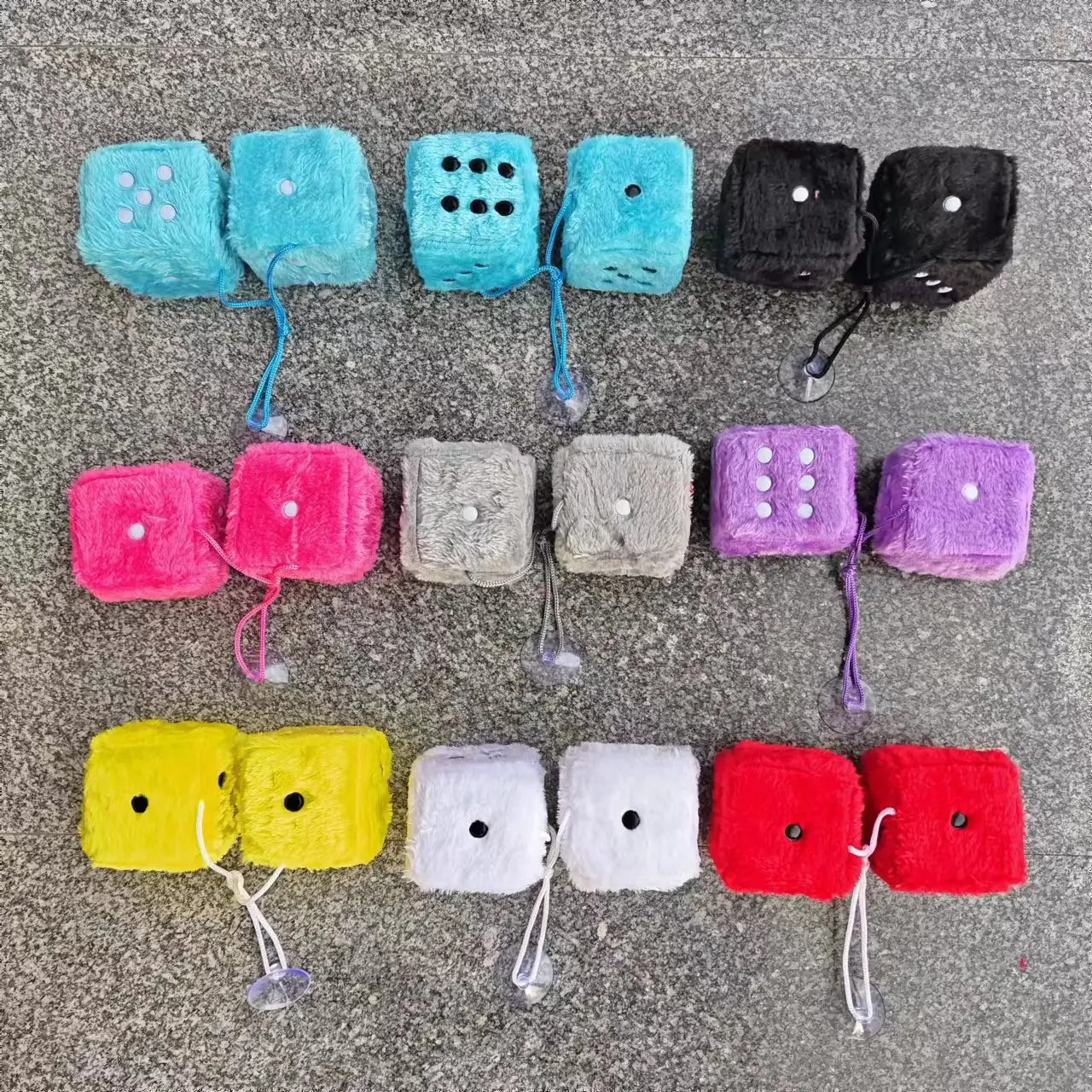 1 Pair of Fashionable Car Mirror Pendants Velvet Dice Creative Model Car Home Hanger Decoration Cube Car Styling Accessories
