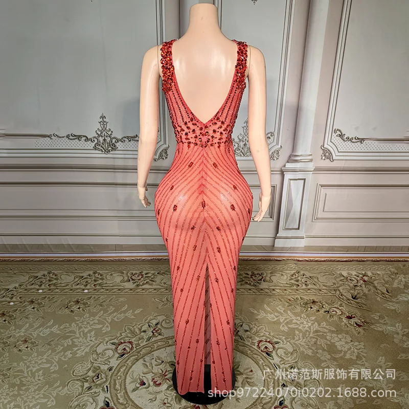 2025Sexy Backless Temperament Dress Company Annual Meeting Women's Group Singing Clothes Beauty Pageant Lady Performance Clothes