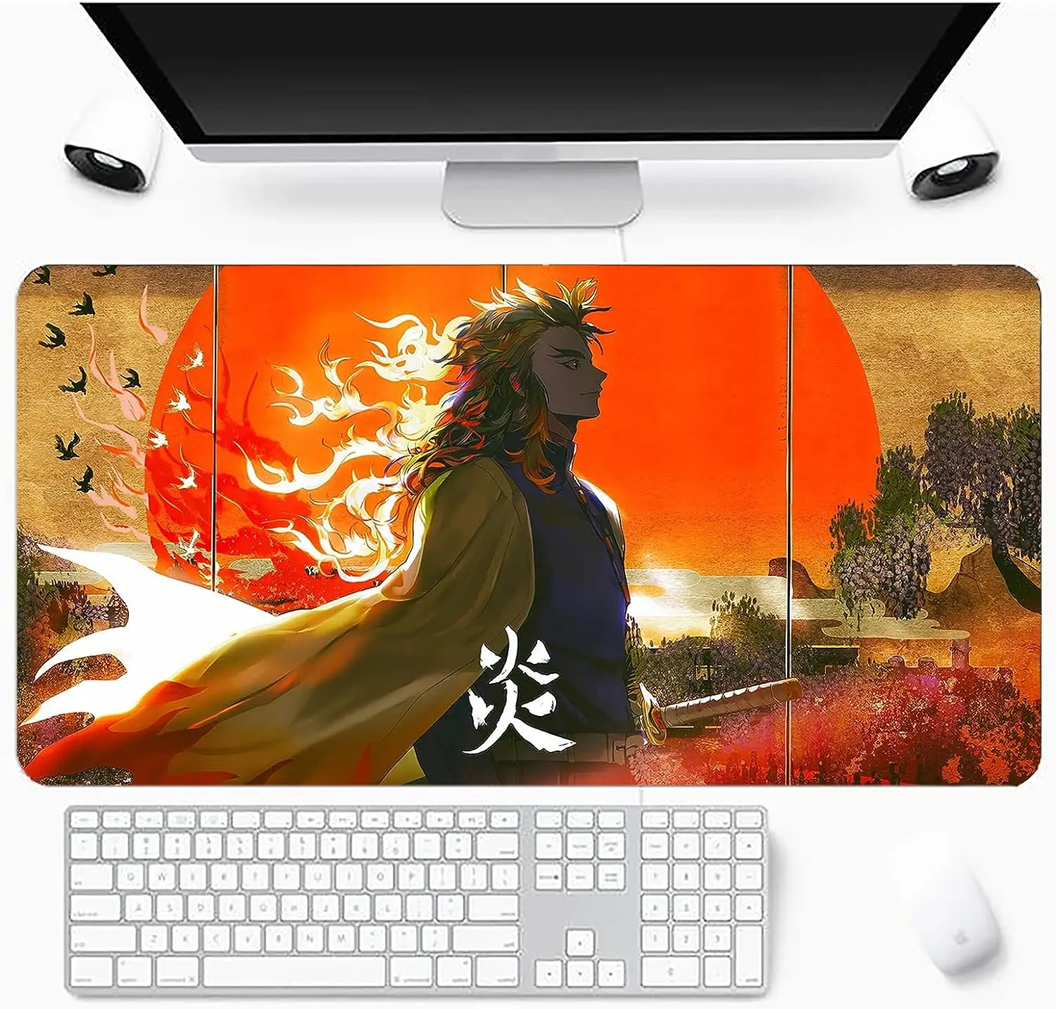 Anime Demon Slayer Gaming Mouse Pad Computer Non Slip Rubber Mouse Pads XXL Laptops Accessories for Office Work 31.5x11.8Inch