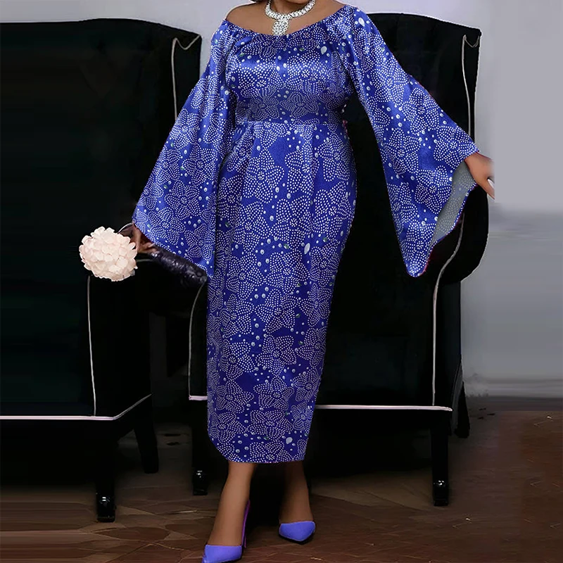 

Женское сексуальное платье макси VONDA больших размеров 5XL с открытыми плечами, расклешенными рукавами, для вечеринок, длинное, модное, с принтом, элегантное, летнее