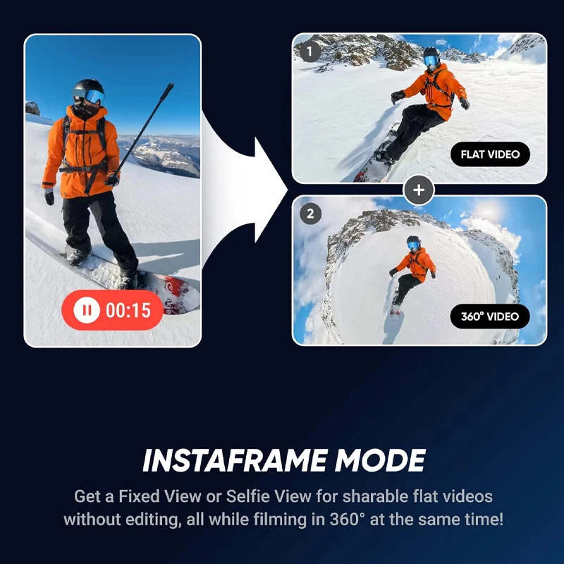 كاميرا حركة Insta360 X5 ، عدسات قابلة للاستبدال ، رقاقة ثلاثية AI ، إضاءة منخفضة فائقة ، عمر تشغيل دقيقة ، Insta X5 ، 8K ، 30fps ، جديدة #6