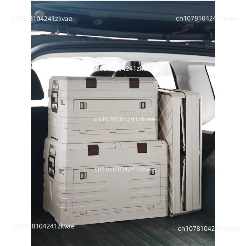 1pcs 30L Home Car Trunk Multifunctional Wooden Cover Storage Box Foldable Flip Car Storage Box Storage Box