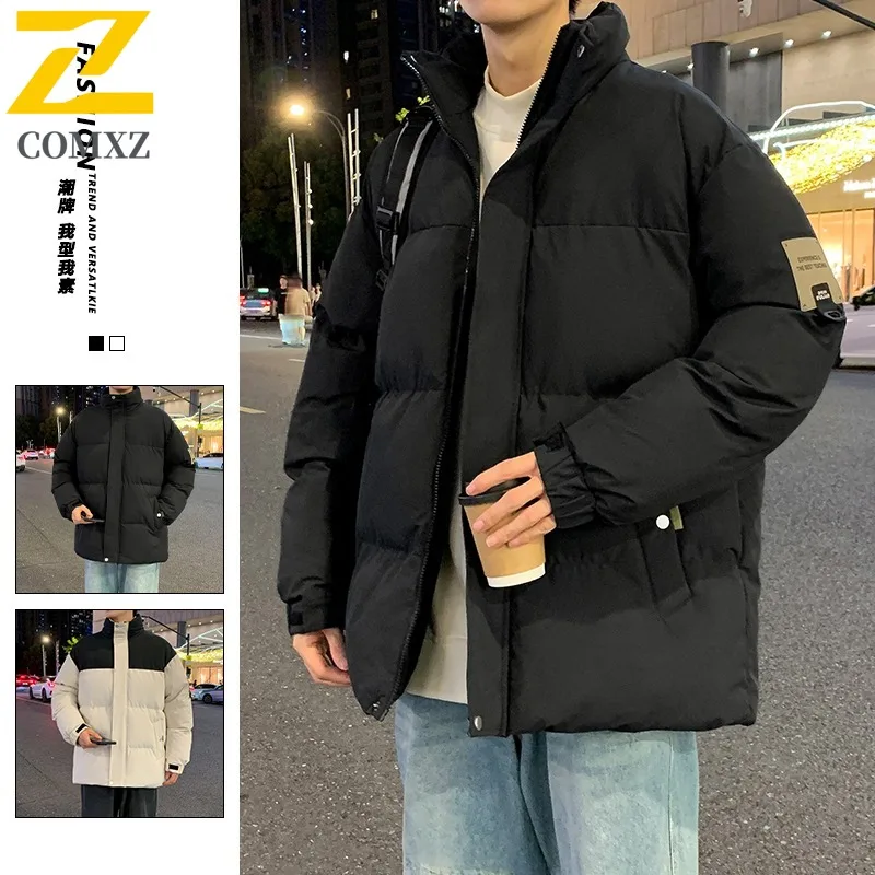 

Men Outdoor Leisure Jacket Winter Korean Style Cotton Padded Coat Stand Collar Waterproof Windproof Thermal Outerwear Streetwear